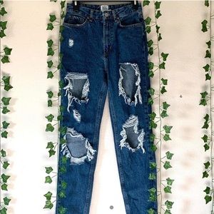 high waisted ripped mom jeans